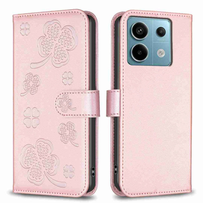 Funda para teléfono de cuero con relieve de cuatro hojas, For Xiaomi Poco M6 4G / Redmi 13 4G, For Xiaomi Redmi A3, For Xiaomi Redmi Note 13 Pro 4G Global, For Xiaomi Redmi Note 13 4G Global, For Xiaomi Redmi Note 13, For Xiaomi Redmi 13C              ...