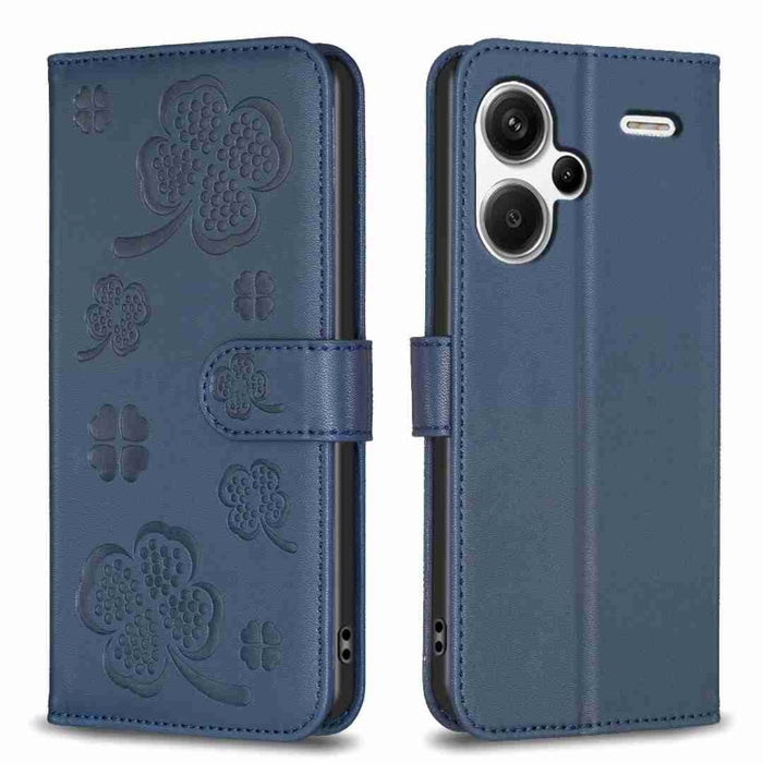 Funda para teléfono de cuero con relieve de cuatro hojas, For Xiaomi Poco M6 4G / Redmi 13 4G, For Xiaomi Redmi A3, For Xiaomi Redmi Note 13 Pro 4G Global, For Xiaomi Redmi Note 13 4G Global, For Xiaomi Redmi Note 13, For Xiaomi Redmi 13C              ...