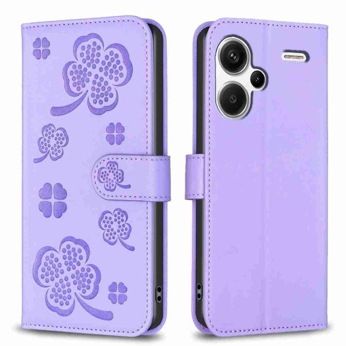 Funda para teléfono de cuero con relieve de cuatro hojas, For Xiaomi Poco M6 4G / Redmi 13 4G, For Xiaomi Redmi A3, For Xiaomi Redmi Note 13 Pro 4G Global, For Xiaomi Redmi Note 13 4G Global, For Xiaomi Redmi Note 13, For Xiaomi Redmi 13C              ...