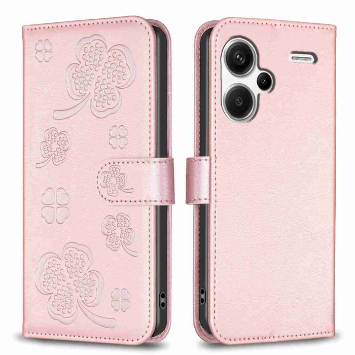 Funda para teléfono de cuero con relieve de cuatro hojas, For Xiaomi Poco M6 4G / Redmi 13 4G, For Xiaomi Redmi A3, For Xiaomi Redmi Note 13 Pro 4G Global, For Xiaomi Redmi Note 13 4G Global, For Xiaomi Redmi Note 13, For Xiaomi Redmi 13C              ...