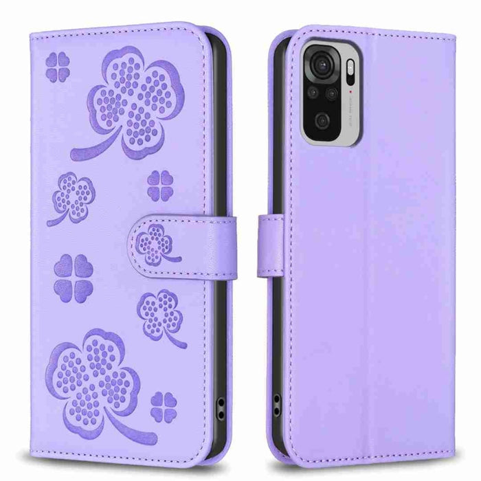 Funda para teléfono de cuero con relieve de cuatro hojas, For Xiaomi Mi 11 Lite, For Xiaomi Redmi Note 10 4G / 10S, For Xiaomi Redmi Note 10 Pro, For Xiaomi Poco M3, For Xiaomi Redmi K30S, For Xiaomi Mi 10T Lite, For Xiaomi Poco X3, For Xiaomi Redmi 9A...