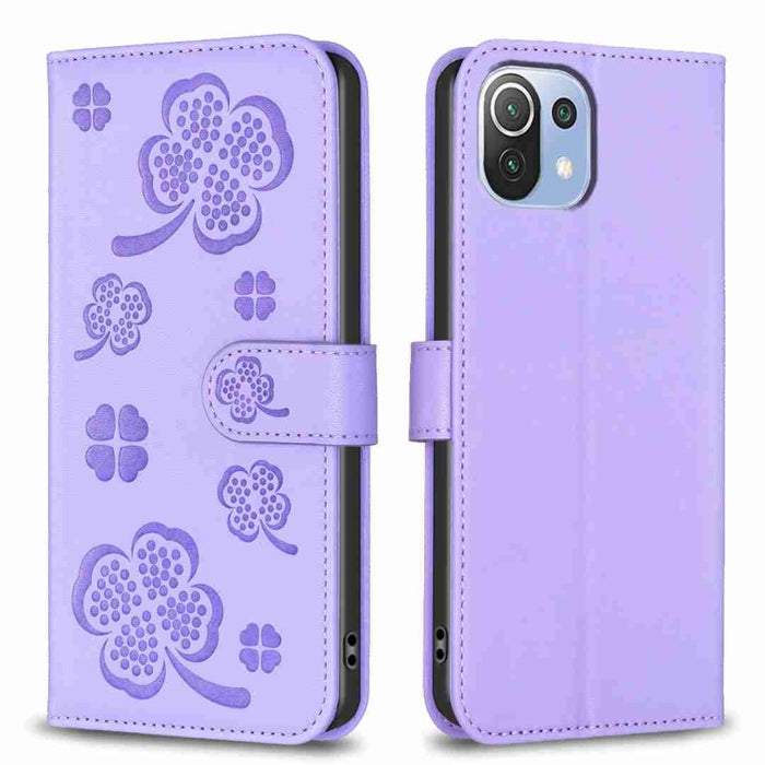 Funda para teléfono de cuero con relieve de cuatro hojas, For Xiaomi Mi 11 Lite, For Xiaomi Redmi Note 10 4G / 10S, For Xiaomi Redmi Note 10 Pro, For Xiaomi Poco M3, For Xiaomi Redmi K30S, For Xiaomi Mi 10T Lite, For Xiaomi Poco X3, For Xiaomi Redmi 9A...