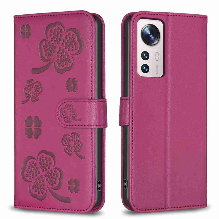 Funda para teléfono de cuero con relieve de cuatro hojas, For Xiaomi Poco C55 / Redmi 12C, For Xiaomi Redmi Note 12 Pro+ 5G Global, For Xiaomi Redmi Note 12 Pro 5G Global, For Xiaomi Redmi Note 12 5G Global, For Xiaomi 13 Lite 5G                       ...
