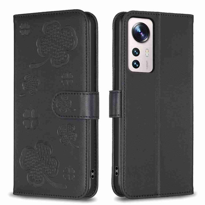 Funda para teléfono de cuero con relieve de cuatro hojas, For Xiaomi Poco C55 / Redmi 12C, For Xiaomi Redmi Note 12 Pro+ 5G Global, For Xiaomi Redmi Note 12 Pro 5G Global, For Xiaomi Redmi Note 12 5G Global, For Xiaomi 13 Lite 5G                       ...