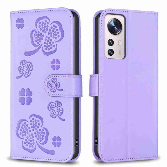 Funda para teléfono de cuero con relieve de cuatro hojas, For Xiaomi Poco C55 / Redmi 12C, For Xiaomi Redmi Note 12 Pro+ 5G Global, For Xiaomi Redmi Note 12 Pro 5G Global, For Xiaomi Redmi Note 12 5G Global, For Xiaomi 13 Lite 5G                       ...
