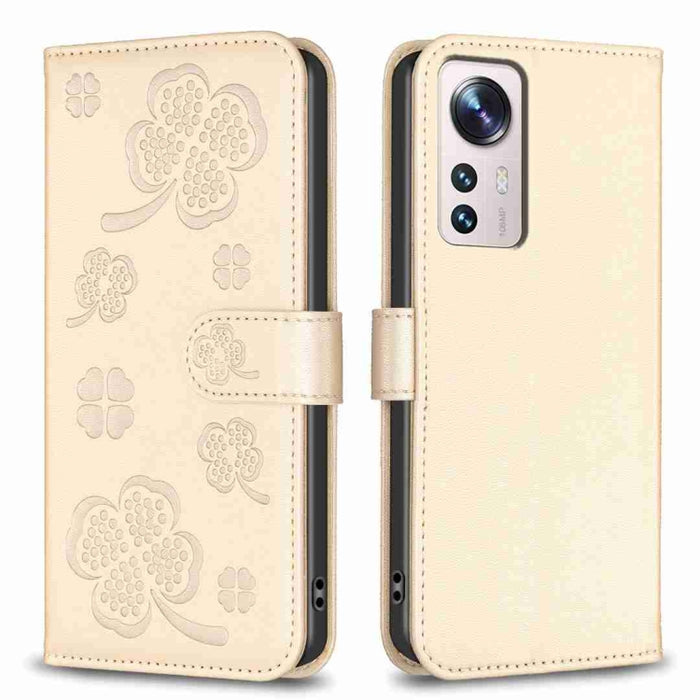 Funda para teléfono de cuero con relieve de cuatro hojas, For Xiaomi Poco C55 / Redmi 12C, For Xiaomi Redmi Note 12 Pro+ 5G Global, For Xiaomi Redmi Note 12 Pro 5G Global, For Xiaomi Redmi Note 12 5G Global, For Xiaomi 13 Lite 5G                       ...