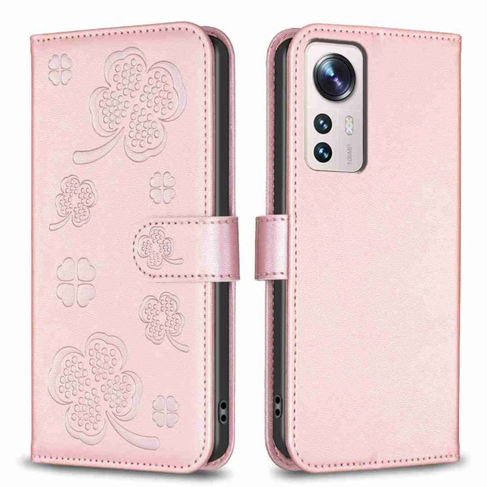 Funda para teléfono de cuero con relieve de cuatro hojas, For Xiaomi Poco C55 / Redmi 12C, For Xiaomi Redmi Note 12 Pro+ 5G Global, For Xiaomi Redmi Note 12 Pro 5G Global, For Xiaomi Redmi Note 12 5G Global, For Xiaomi 13 Lite 5G                       ...