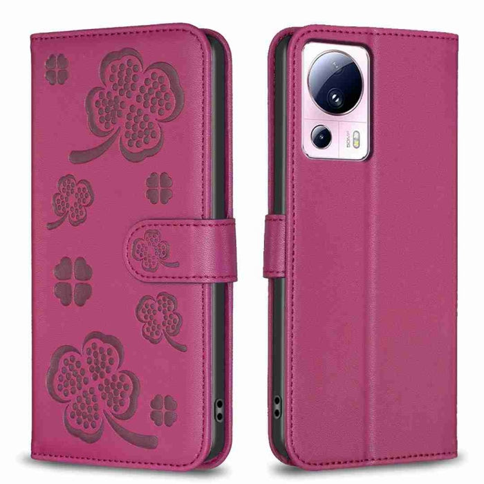 Funda para teléfono de cuero con relieve de cuatro hojas, For Xiaomi Poco C55 / Redmi 12C, For Xiaomi Redmi Note 12 Pro+ 5G Global, For Xiaomi Redmi Note 12 Pro 5G Global, For Xiaomi Redmi Note 12 5G Global, For Xiaomi 13 Lite 5G                       ...