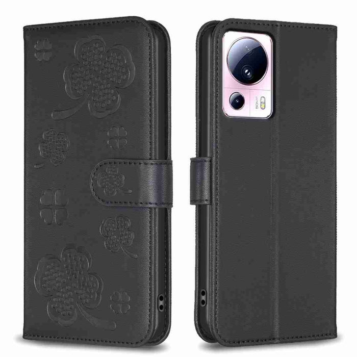 Funda para teléfono de cuero con relieve de cuatro hojas, For Xiaomi Poco C55 / Redmi 12C, For Xiaomi Redmi Note 12 Pro+ 5G Global, For Xiaomi Redmi Note 12 Pro 5G Global, For Xiaomi Redmi Note 12 5G Global, For Xiaomi 13 Lite 5G                       ...
