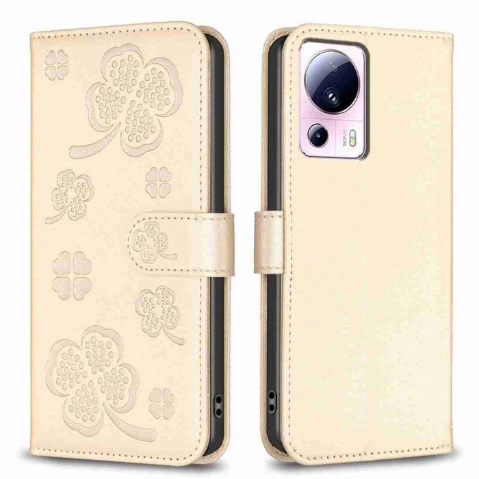 Funda para teléfono de cuero con relieve de cuatro hojas, For Xiaomi Poco C55 / Redmi 12C, For Xiaomi Redmi Note 12 Pro+ 5G Global, For Xiaomi Redmi Note 12 Pro 5G Global, For Xiaomi Redmi Note 12 5G Global, For Xiaomi 13 Lite 5G                       ...