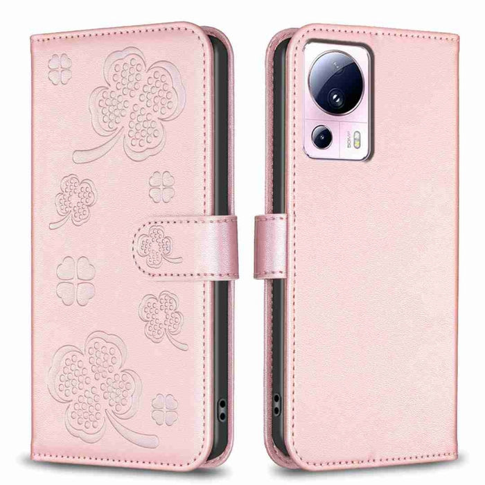 Funda para teléfono de cuero con relieve de cuatro hojas, For Xiaomi Poco C55 / Redmi 12C, For Xiaomi Redmi Note 12 Pro+ 5G Global, For Xiaomi Redmi Note 12 Pro 5G Global, For Xiaomi Redmi Note 12 5G Global, For Xiaomi 13 Lite 5G                       ...