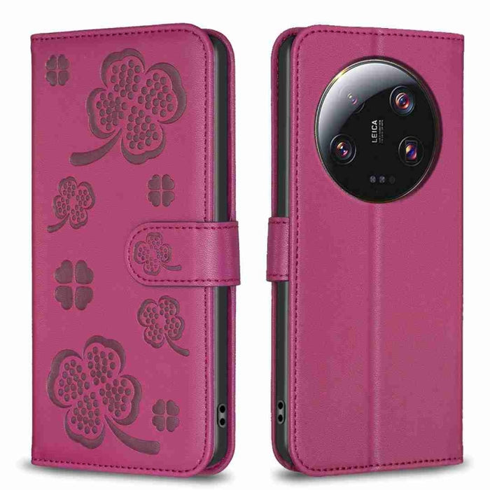 Funda para teléfono de cuero con relieve de cuatro hojas, For Xiaomi Poco M6 4G / Redmi 13 4G, For Xiaomi Redmi A3, For Xiaomi Redmi Note 13 Pro 4G Global, For Xiaomi Redmi Note 13 4G Global, For Xiaomi Redmi Note 13, For Xiaomi Redmi 13C              ...