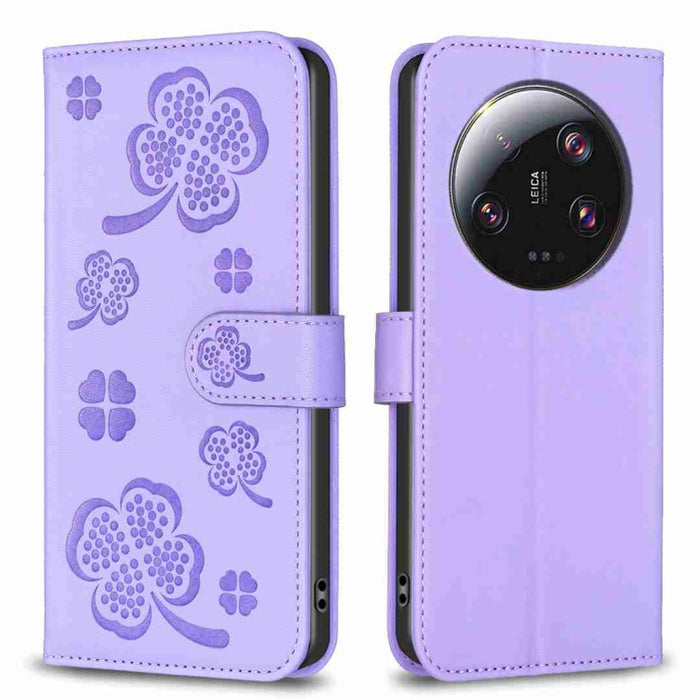 Funda para teléfono de cuero con relieve de cuatro hojas, For Xiaomi Poco M6 4G / Redmi 13 4G, For Xiaomi Redmi A3, For Xiaomi Redmi Note 13 Pro 4G Global, For Xiaomi Redmi Note 13 4G Global, For Xiaomi Redmi Note 13, For Xiaomi Redmi 13C              ...