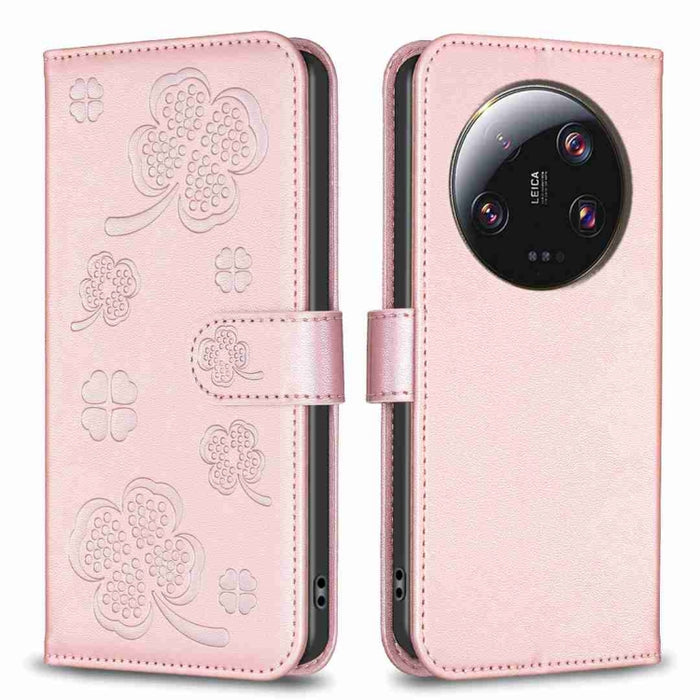 Funda para teléfono de cuero con relieve de cuatro hojas, For Xiaomi Poco M6 4G / Redmi 13 4G, For Xiaomi Redmi A3, For Xiaomi Redmi Note 13 Pro 4G Global, For Xiaomi Redmi Note 13 4G Global, For Xiaomi Redmi Note 13, For Xiaomi Redmi 13C              ...