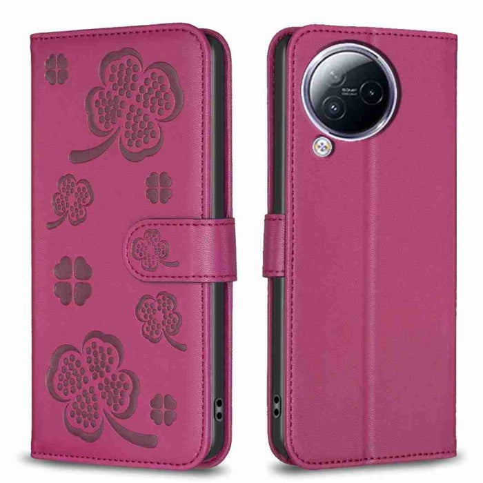 Funda para teléfono de cuero con relieve de cuatro hojas, For Xiaomi Poco M6 4G / Redmi 13 4G, For Xiaomi Redmi A3, For Xiaomi Redmi Note 13 Pro 4G Global, For Xiaomi Redmi Note 13 4G Global, For Xiaomi Redmi Note 13, For Xiaomi Redmi 13C              ...