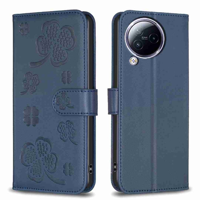 Funda para teléfono de cuero con relieve de cuatro hojas, For Xiaomi Poco M6 4G / Redmi 13 4G, For Xiaomi Redmi A3, For Xiaomi Redmi Note 13 Pro 4G Global, For Xiaomi Redmi Note 13 4G Global, For Xiaomi Redmi Note 13, For Xiaomi Redmi 13C              ...