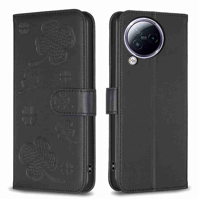 Funda para teléfono de cuero con relieve de cuatro hojas, For Xiaomi Poco M6 4G / Redmi 13 4G, For Xiaomi Redmi A3, For Xiaomi Redmi Note 13 Pro 4G Global, For Xiaomi Redmi Note 13 4G Global, For Xiaomi Redmi Note 13, For Xiaomi Redmi 13C              ...