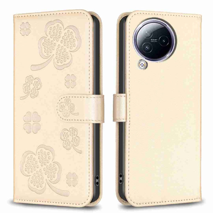 Funda para teléfono de cuero con relieve de cuatro hojas, For Xiaomi Poco M6 4G / Redmi 13 4G, For Xiaomi Redmi A3, For Xiaomi Redmi Note 13 Pro 4G Global, For Xiaomi Redmi Note 13 4G Global, For Xiaomi Redmi Note 13, For Xiaomi Redmi 13C              ...