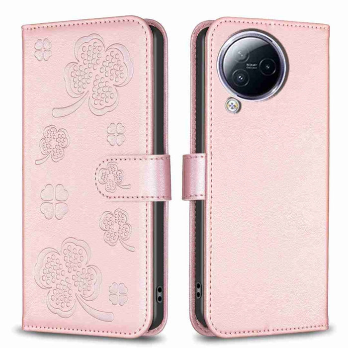 Funda para teléfono de cuero con relieve de cuatro hojas, For Xiaomi Poco M6 4G / Redmi 13 4G, For Xiaomi Redmi A3, For Xiaomi Redmi Note 13 Pro 4G Global, For Xiaomi Redmi Note 13 4G Global, For Xiaomi Redmi Note 13, For Xiaomi Redmi 13C              ...