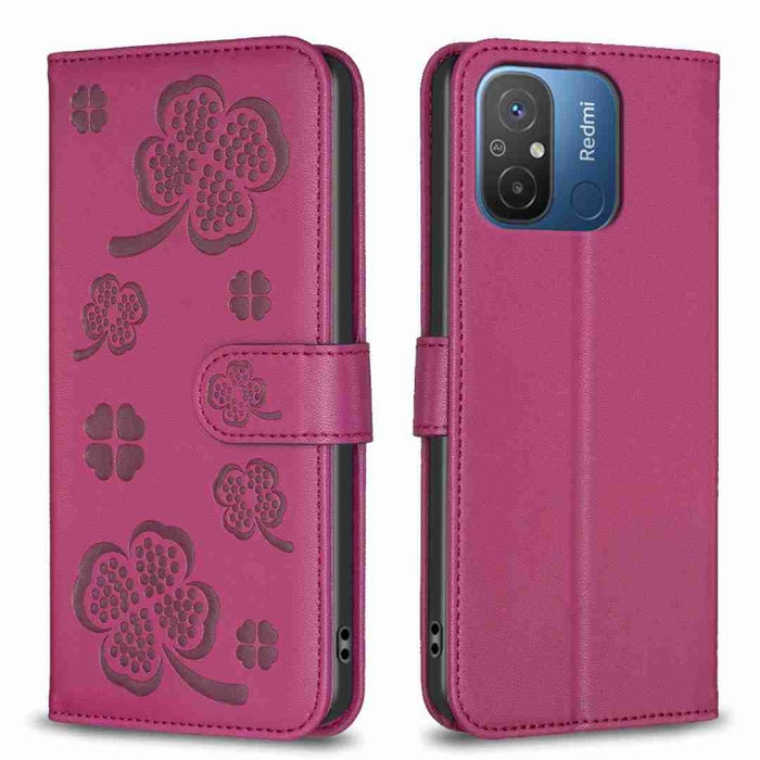 Funda para teléfono de cuero con relieve de cuatro hojas, For Xiaomi Poco C55 / Redmi 12C, For Xiaomi Redmi Note 12 Pro+ 5G Global, For Xiaomi Redmi Note 12 Pro 5G Global, For Xiaomi Redmi Note 12 5G Global, For Xiaomi 13 Lite 5G                       ...