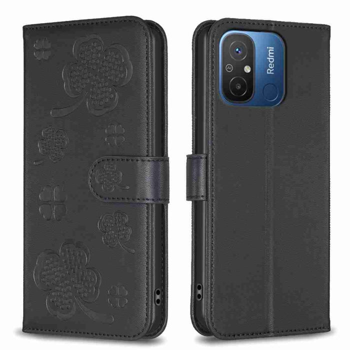 Funda para teléfono de cuero con relieve de cuatro hojas, For Xiaomi Poco C55 / Redmi 12C, For Xiaomi Redmi Note 12 Pro+ 5G Global, For Xiaomi Redmi Note 12 Pro 5G Global, For Xiaomi Redmi Note 12 5G Global, For Xiaomi 13 Lite 5G                       ...