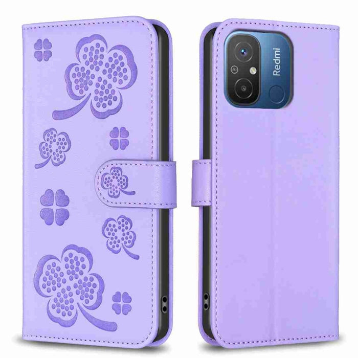 Funda para teléfono de cuero con relieve de cuatro hojas, For Xiaomi Poco C55 / Redmi 12C, For Xiaomi Redmi Note 12 Pro+ 5G Global, For Xiaomi Redmi Note 12 Pro 5G Global, For Xiaomi Redmi Note 12 5G Global, For Xiaomi 13 Lite 5G                       ...
