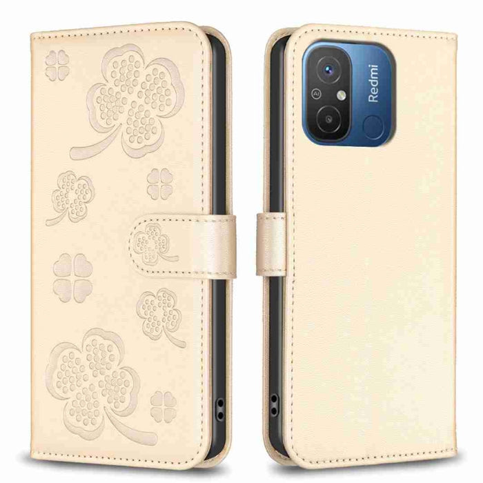 Funda para teléfono de cuero con relieve de cuatro hojas, For Xiaomi Poco C55 / Redmi 12C, For Xiaomi Redmi Note 12 Pro+ 5G Global, For Xiaomi Redmi Note 12 Pro 5G Global, For Xiaomi Redmi Note 12 5G Global, For Xiaomi 13 Lite 5G                       ...