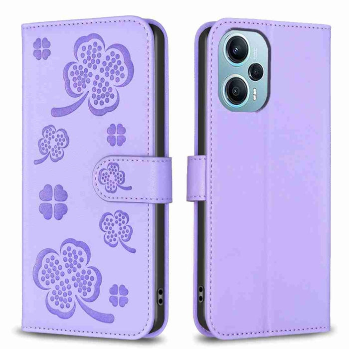 Funda para teléfono de cuero con relieve de cuatro hojas, For Xiaomi Poco M6 4G / Redmi 13 4G, For Xiaomi Redmi A3, For Xiaomi Redmi Note 13 Pro 4G Global, For Xiaomi Redmi Note 13 4G Global, For Xiaomi Redmi Note 13, For Xiaomi Redmi 13C              ...