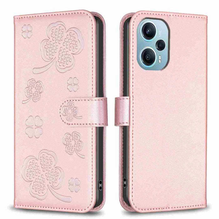 Funda para teléfono de cuero con relieve de cuatro hojas, For Xiaomi Poco M6 4G / Redmi 13 4G, For Xiaomi Redmi A3, For Xiaomi Redmi Note 13 Pro 4G Global, For Xiaomi Redmi Note 13 4G Global, For Xiaomi Redmi Note 13, For Xiaomi Redmi 13C              ...