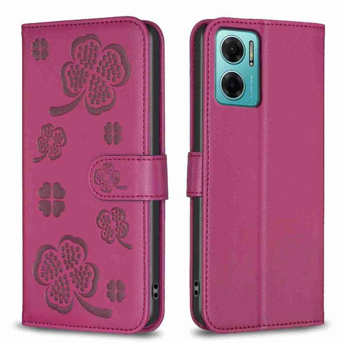 Funda para teléfono de cuero con relieve de cuatro hojas, For Xiaomi Poco C55 / Redmi 12C, For Xiaomi Redmi Note 12 Pro+ 5G Global, For Xiaomi Redmi Note 12 Pro 5G Global, For Xiaomi Redmi Note 12 5G Global, For Xiaomi 13 Lite 5G                       ...