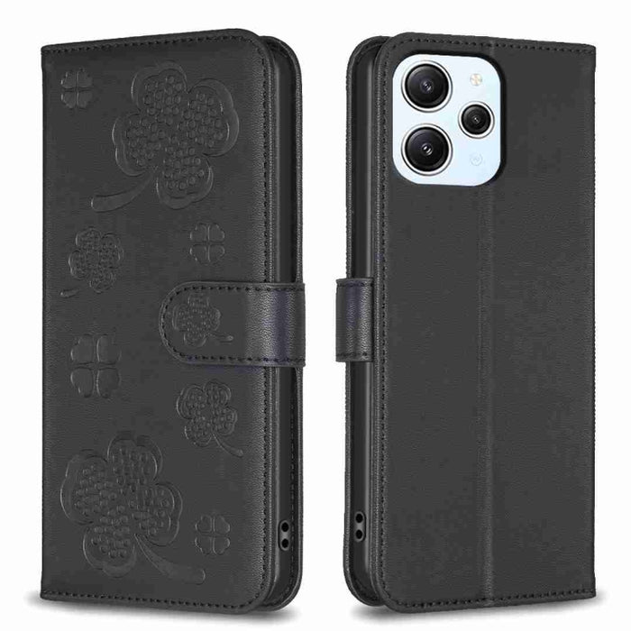 Funda para teléfono de cuero con relieve de cuatro hojas, For Xiaomi Poco M6 4G / Redmi 13 4G, For Xiaomi Redmi A3, For Xiaomi Redmi Note 13 Pro 4G Global, For Xiaomi Redmi Note 13 4G Global, For Xiaomi Redmi Note 13, For Xiaomi Redmi 13C              ...
