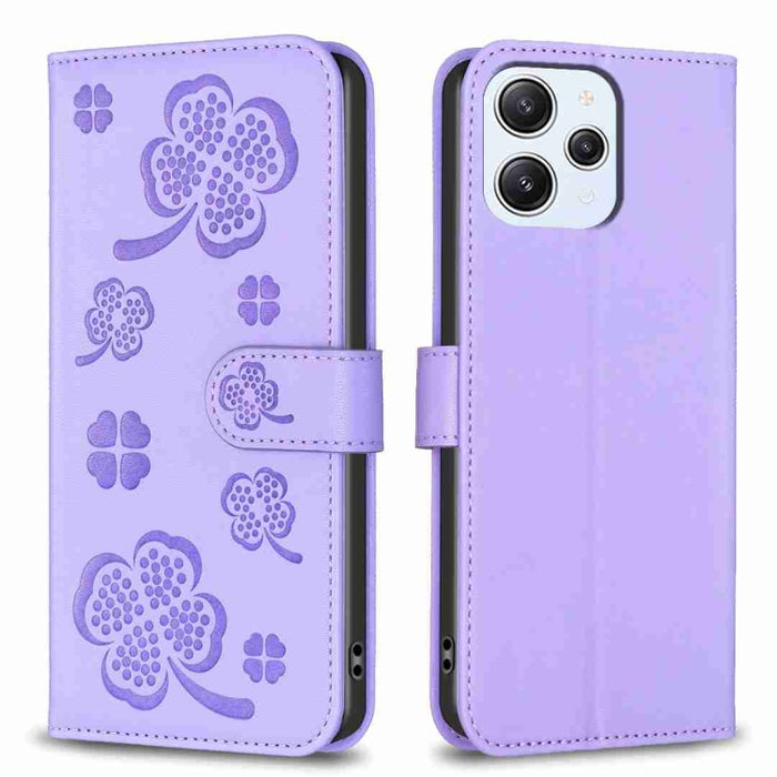 Funda para teléfono de cuero con relieve de cuatro hojas, For Xiaomi Poco M6 4G / Redmi 13 4G, For Xiaomi Redmi A3, For Xiaomi Redmi Note 13 Pro 4G Global, For Xiaomi Redmi Note 13 4G Global, For Xiaomi Redmi Note 13, For Xiaomi Redmi 13C              ...