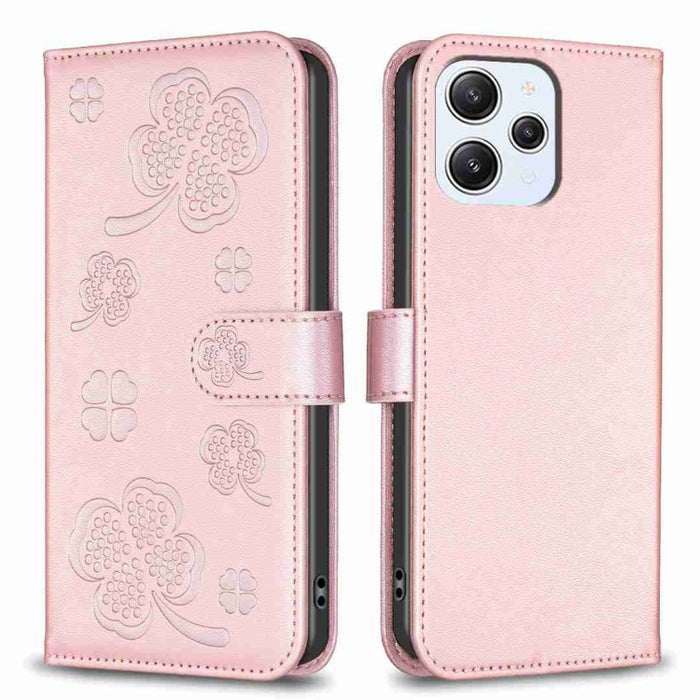 Funda para teléfono de cuero con relieve de cuatro hojas, For Xiaomi Poco M6 4G / Redmi 13 4G, For Xiaomi Redmi A3, For Xiaomi Redmi Note 13 Pro 4G Global, For Xiaomi Redmi Note 13 4G Global, For Xiaomi Redmi Note 13, For Xiaomi Redmi 13C              ...