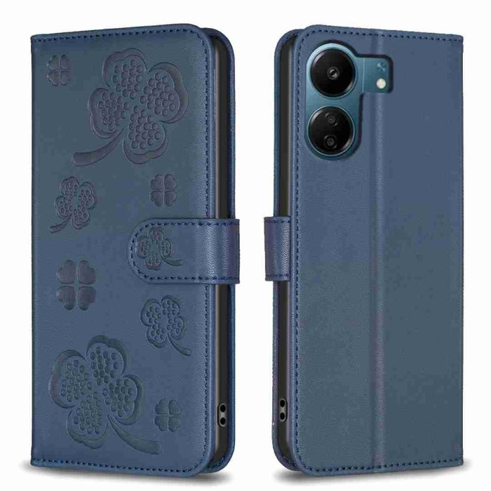Funda para teléfono de cuero con relieve de cuatro hojas, For Xiaomi Poco M6 4G / Redmi 13 4G, For Xiaomi Redmi A3, For Xiaomi Redmi Note 13 Pro 4G Global, For Xiaomi Redmi Note 13 4G Global, For Xiaomi Redmi Note 13, For Xiaomi Redmi 13C              ...