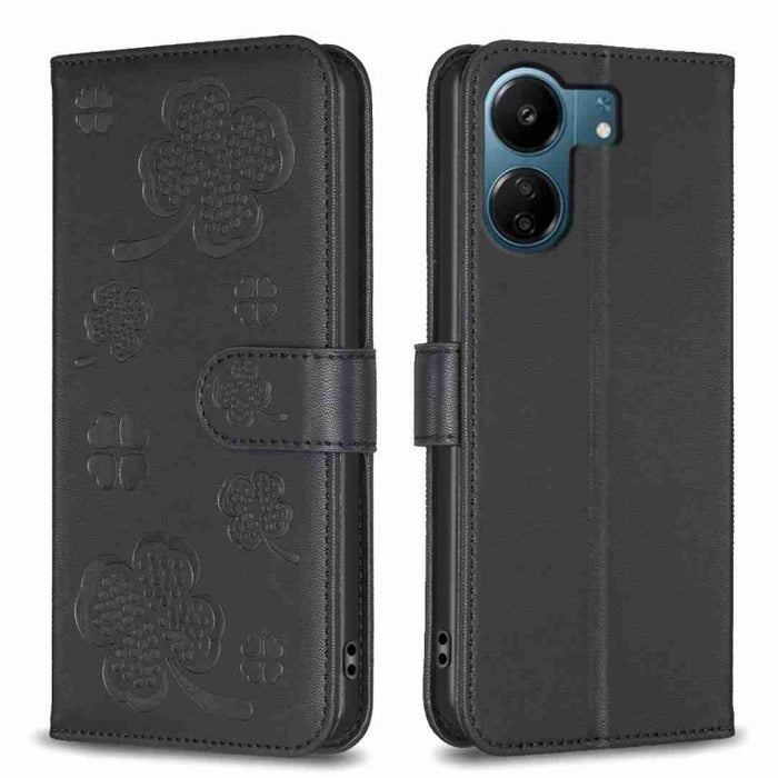 Funda para teléfono de cuero con relieve de cuatro hojas, For Xiaomi Poco M6 4G / Redmi 13 4G, For Xiaomi Redmi A3, For Xiaomi Redmi Note 13 Pro 4G Global, For Xiaomi Redmi Note 13 4G Global, For Xiaomi Redmi Note 13, For Xiaomi Redmi 13C              ...