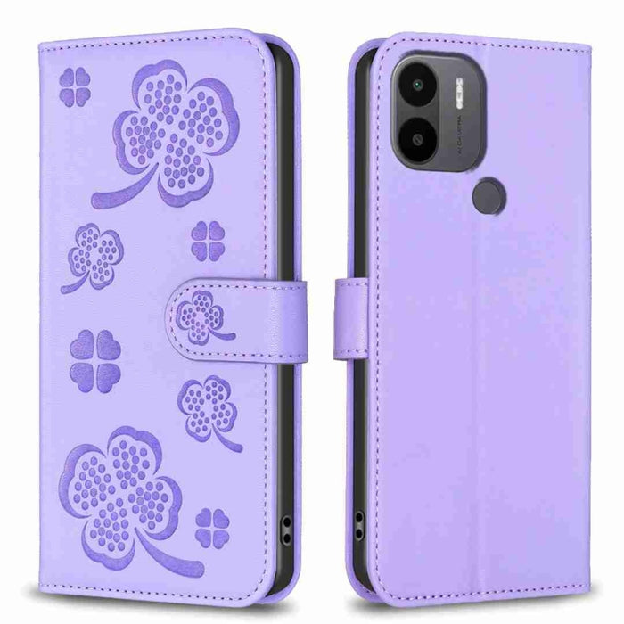 Funda para teléfono de cuero con relieve de cuatro hojas, For Xiaomi Poco M6 4G / Redmi 13 4G, For Xiaomi Redmi A3, For Xiaomi Redmi Note 13 Pro 4G Global, For Xiaomi Redmi Note 13 4G Global, For Xiaomi Redmi Note 13, For Xiaomi Redmi 13C              ...