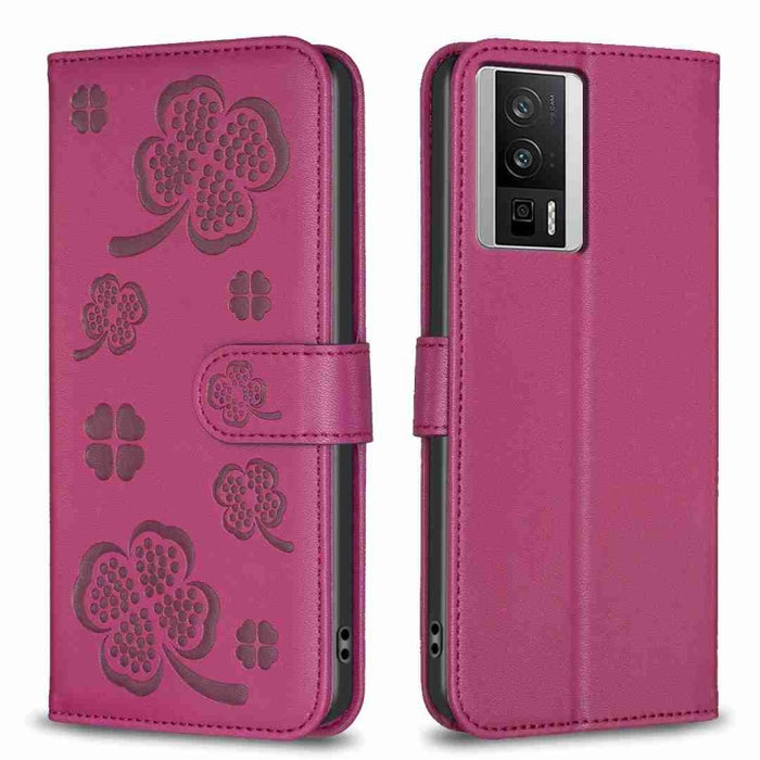 Funda para teléfono de cuero con relieve de cuatro hojas, For Xiaomi Poco C55 / Redmi 12C, For Xiaomi Redmi Note 12 Pro+ 5G Global, For Xiaomi Redmi Note 12 Pro 5G Global, For Xiaomi Redmi Note 12 5G Global, For Xiaomi 13 Lite 5G                       ...