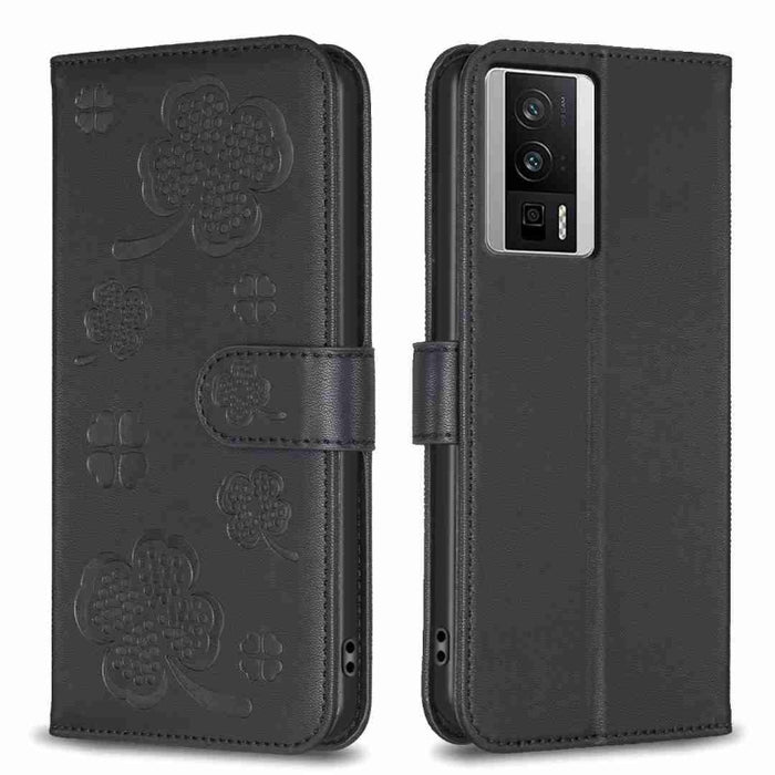 Funda para teléfono de cuero con relieve de cuatro hojas, For Xiaomi Poco C55 / Redmi 12C, For Xiaomi Redmi Note 12 Pro+ 5G Global, For Xiaomi Redmi Note 12 Pro 5G Global, For Xiaomi Redmi Note 12 5G Global, For Xiaomi 13 Lite 5G                       ...