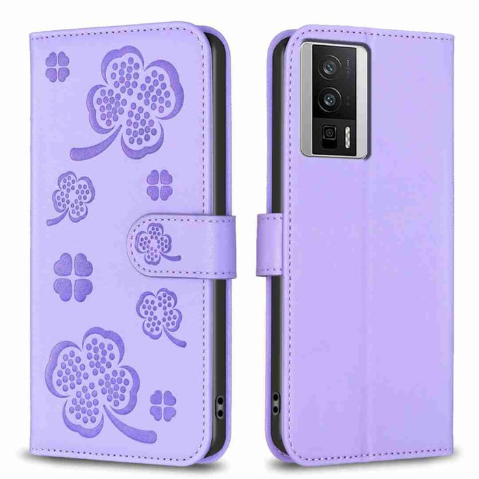 Funda para teléfono de cuero con relieve de cuatro hojas, For Xiaomi Poco C55 / Redmi 12C, For Xiaomi Redmi Note 12 Pro+ 5G Global, For Xiaomi Redmi Note 12 Pro 5G Global, For Xiaomi Redmi Note 12 5G Global, For Xiaomi 13 Lite 5G                       ...