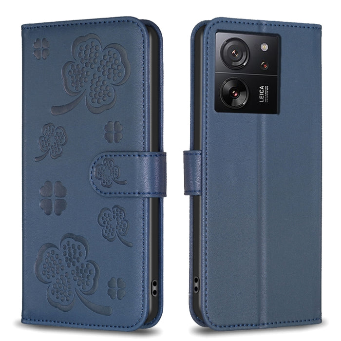 Funda para teléfono de cuero con relieve de cuatro hojas, For Xiaomi Poco M6 4G / Redmi 13 4G, For Xiaomi Redmi A3, For Xiaomi Redmi Note 13 Pro 4G Global, For Xiaomi Redmi Note 13 4G Global, For Xiaomi Redmi Note 13, For Xiaomi Redmi 13C              ...