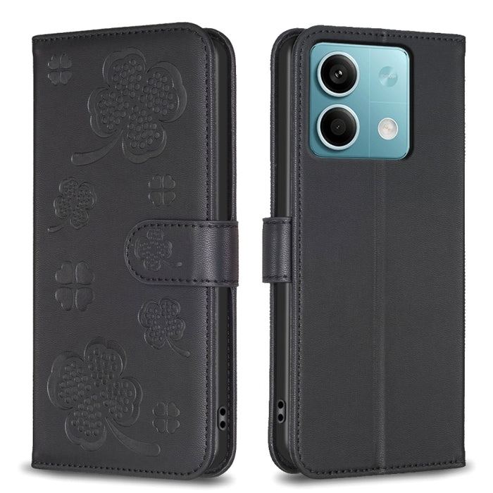 Funda para teléfono de cuero con relieve de cuatro hojas, For Xiaomi Poco M6 4G / Redmi 13 4G, For Xiaomi Redmi A3, For Xiaomi Redmi Note 13 Pro 4G Global, For Xiaomi Redmi Note 13 4G Global, For Xiaomi Redmi Note 13, For Xiaomi Redmi 13C              ...