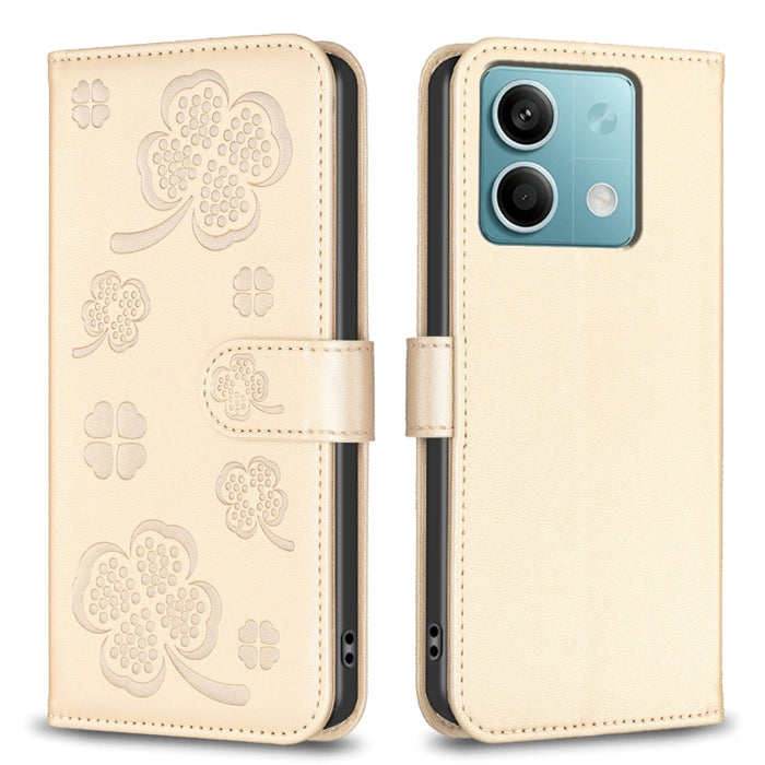 Funda para teléfono de cuero con relieve de cuatro hojas, For Xiaomi Poco M6 4G / Redmi 13 4G, For Xiaomi Redmi A3, For Xiaomi Redmi Note 13 Pro 4G Global, For Xiaomi Redmi Note 13 4G Global, For Xiaomi Redmi Note 13, For Xiaomi Redmi 13C              ...