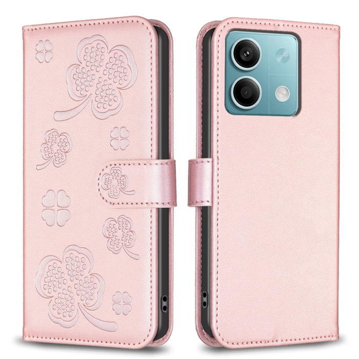 Funda para teléfono de cuero con relieve de cuatro hojas, For Xiaomi Poco M6 4G / Redmi 13 4G, For Xiaomi Redmi A3, For Xiaomi Redmi Note 13 Pro 4G Global, For Xiaomi Redmi Note 13 4G Global, For Xiaomi Redmi Note 13, For Xiaomi Redmi 13C              ...