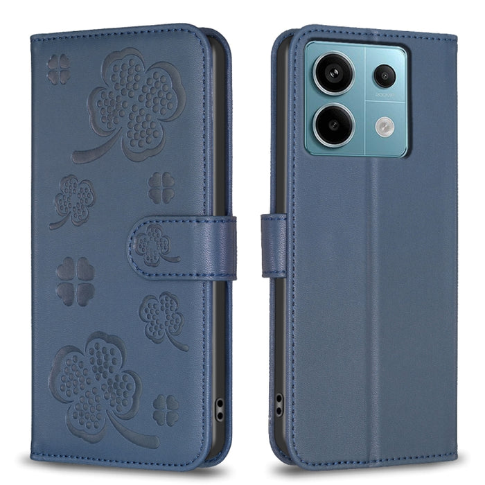Funda para teléfono de cuero con relieve de cuatro hojas, For Xiaomi Poco M6 4G / Redmi 13 4G, For Xiaomi Redmi A3, For Xiaomi Redmi Note 13 Pro 4G Global, For Xiaomi Redmi Note 13 4G Global, For Xiaomi Redmi Note 13, For Xiaomi Redmi 13C              ...