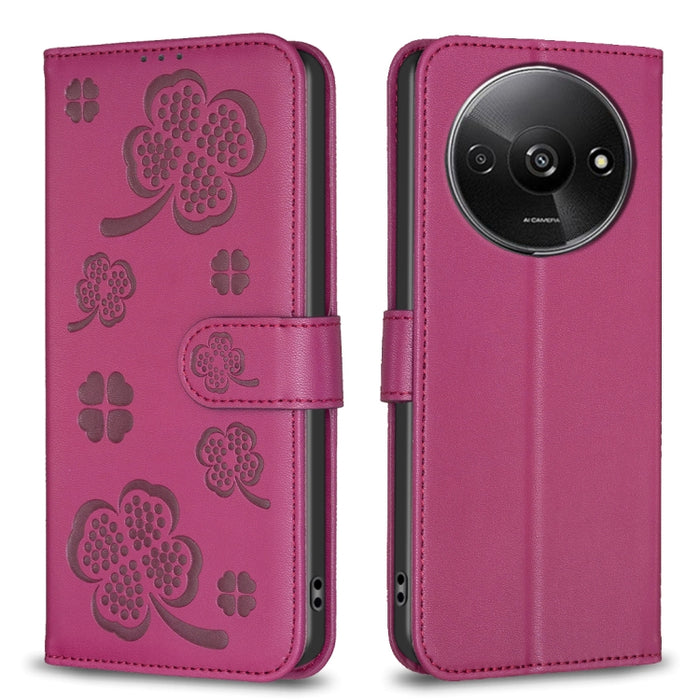 Funda para teléfono de cuero con relieve de cuatro hojas, For Xiaomi Poco M6 4G / Redmi 13 4G, For Xiaomi Redmi A3, For Xiaomi Redmi Note 13 Pro 4G Global, For Xiaomi Redmi Note 13 4G Global, For Xiaomi Redmi Note 13, For Xiaomi Redmi 13C              ...