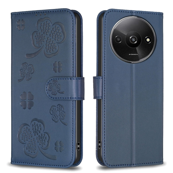 Funda para teléfono de cuero con relieve de cuatro hojas, For Xiaomi Poco M6 4G / Redmi 13 4G, For Xiaomi Redmi A3, For Xiaomi Redmi Note 13 Pro 4G Global, For Xiaomi Redmi Note 13 4G Global, For Xiaomi Redmi Note 13, For Xiaomi Redmi 13C              ...