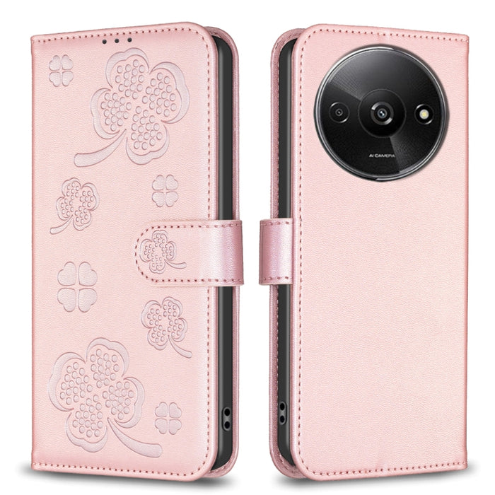 Funda para teléfono de cuero con relieve de cuatro hojas, For Xiaomi Poco M6 4G / Redmi 13 4G, For Xiaomi Redmi A3, For Xiaomi Redmi Note 13 Pro 4G Global, For Xiaomi Redmi Note 13 4G Global, For Xiaomi Redmi Note 13, For Xiaomi Redmi 13C              ...