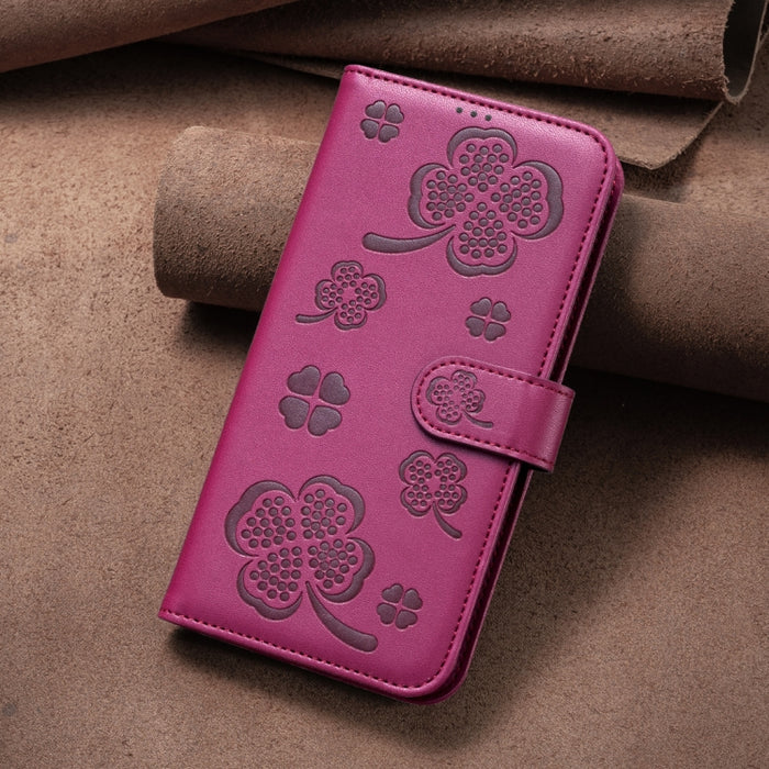 Funda para teléfono de cuero con relieve de cuatro hojas, For Xiaomi Poco M6 4G / Redmi 13 4G, For Xiaomi Redmi A3, For Xiaomi Redmi Note 13 Pro 4G Global, For Xiaomi Redmi Note 13 4G Global, For Xiaomi Redmi Note 13, For Xiaomi Redmi 13C              ...