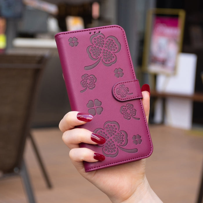 Funda para teléfono de cuero con relieve de cuatro hojas, For Xiaomi Poco M6 4G / Redmi 13 4G, For Xiaomi Redmi A3, For Xiaomi Redmi Note 13 Pro 4G Global, For Xiaomi Redmi Note 13 4G Global, For Xiaomi Redmi Note 13, For Xiaomi Redmi 13C              ...