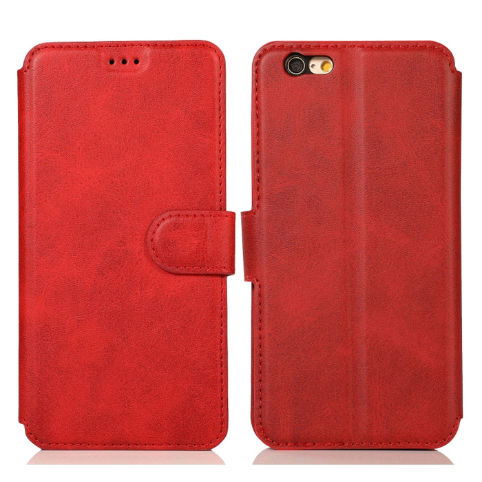 Funda de cuero con tapa horizontal y hebilla magnética con textura de becerro, con soporte y ranuras para tarjetas, billetera y marco de fotos